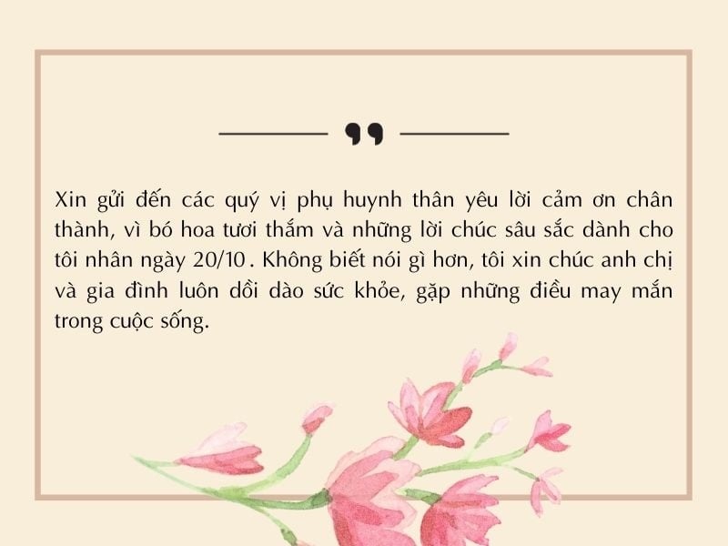 Gợi ý các mẫu lời chúc 20/10 trang trọng và ấm áp dành cho phụ huynh