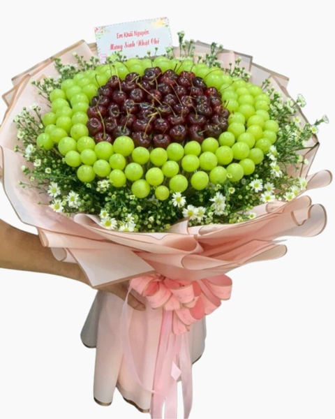 Hoa Trái Cây: Bó Cherry Mix Nho Xanh - TC28 - Hoa 20/10