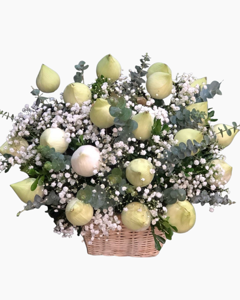 Hoa Màu Trắng: Giỏ Hoa Sen Trắng - HG24