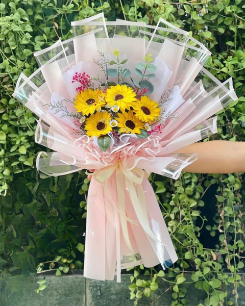 Hoa Sáp: Sunshine - HST15 - Bó Hoa Sáp Thơm Hướng Dương 05 Bông