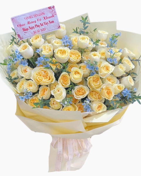 Hoa Bó Dài: Bó Hoa Vàng Kem - HBD335