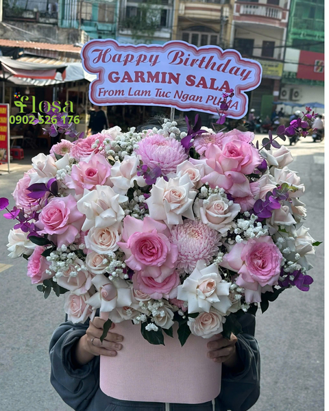Hộp Hoa Tươi: Hộp Hoa Hồng Dâu  - HH116