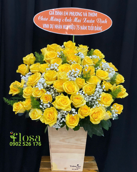 Hộp Hoa Tươi: Hộp Hoa Hồng Vàng  - HH118