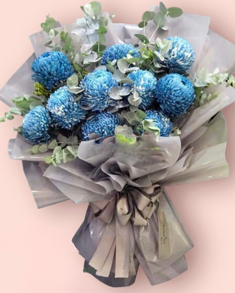 Hoa Bó Dài: Bó Hoa Cúc Mẫu Đơn Xanh - HBD124 - Hoa 8/3
