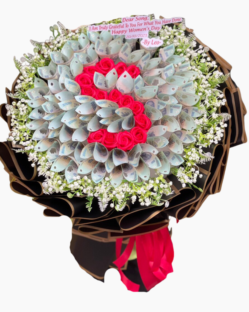  Bó Money Flowers 50 tờ x 500k Chữ S - BT35 