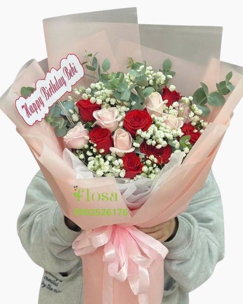 Hoa Bó Dài: Bó Hoa Hương Hồng Dịu Dàng - HBD308