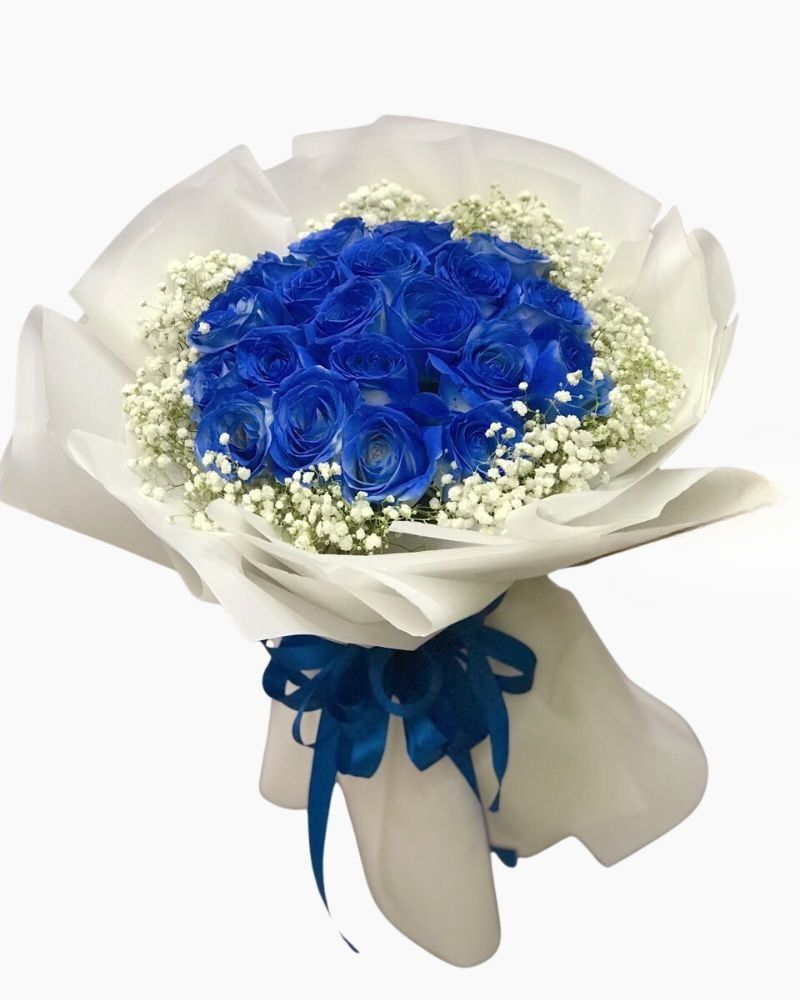 Bó Hoa Blue Roses of Hope - HBT238 - Hoa 20/10 - Hoa Hồng Xanh và Baby