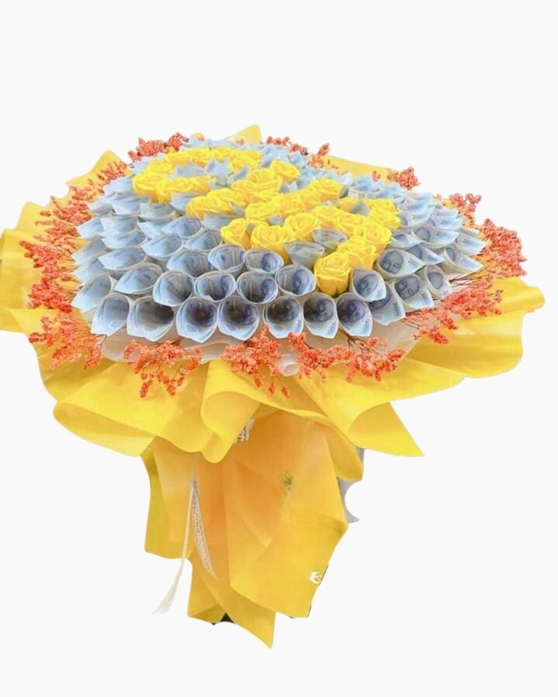  Bó Money Flowers 20k Mix Hoa Hồng Sáp Vàng - BT19 
