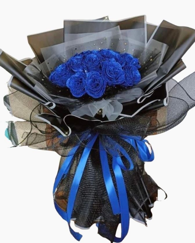 Blue Rose Glitter - HST35 - Bó Hoa Hồng Xanh Sáp Thơm Tặng Mẹ