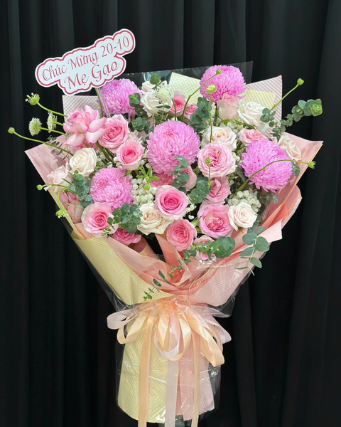 Hoa Bó Dài: Bó Hoa Hồng Tâm - HBD336