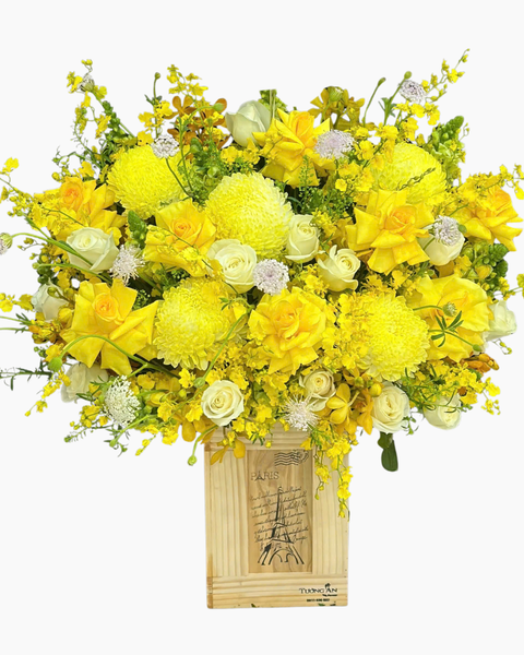 Hộp Hoa Tươi: Hộp Hoa Vàng Qúy  - HH130