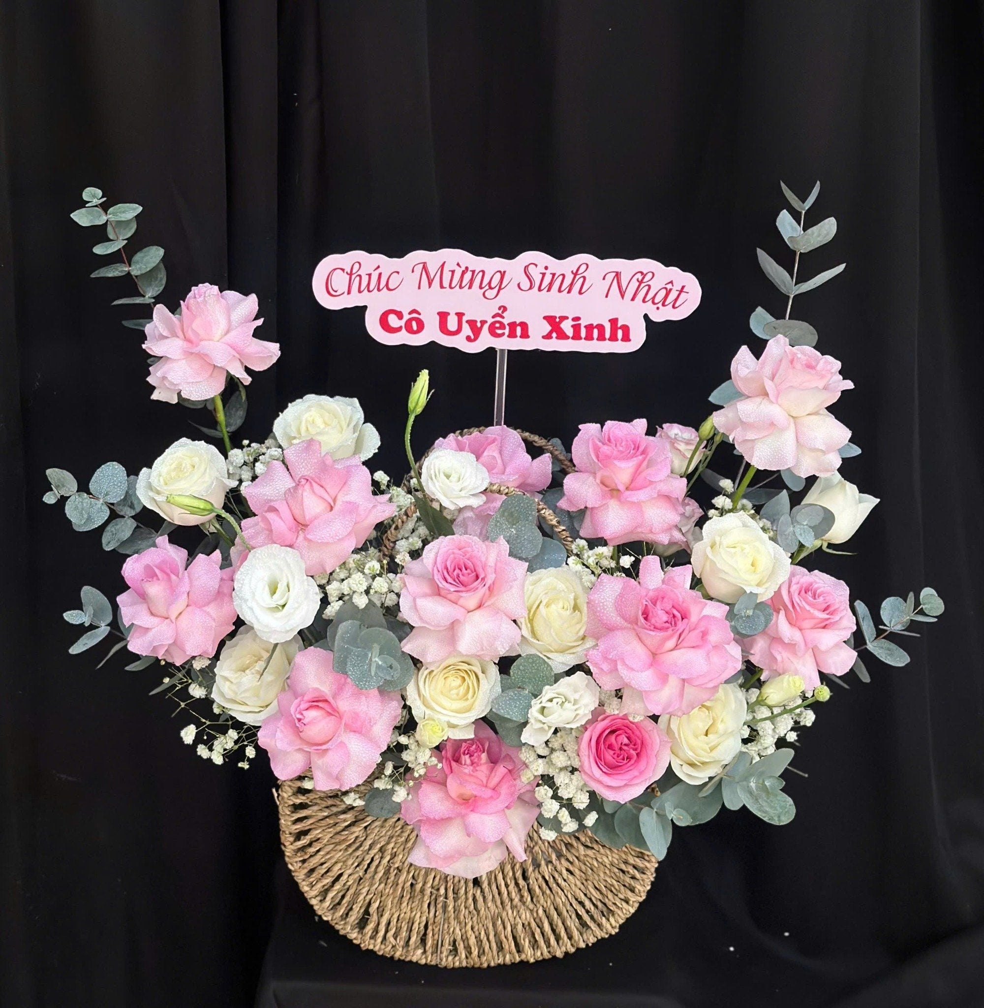  Hoa Giỏ Tình Yêu Màu Pastel - Hoa 20/10 - HG67 
