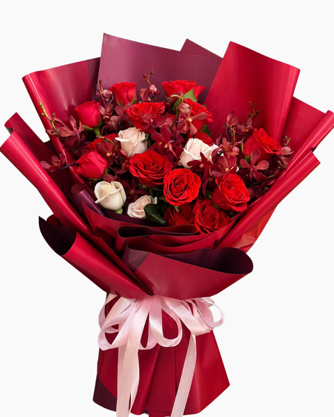 Hoa Bó Dài: Bó Hoa Đỏ Say - HBD368
