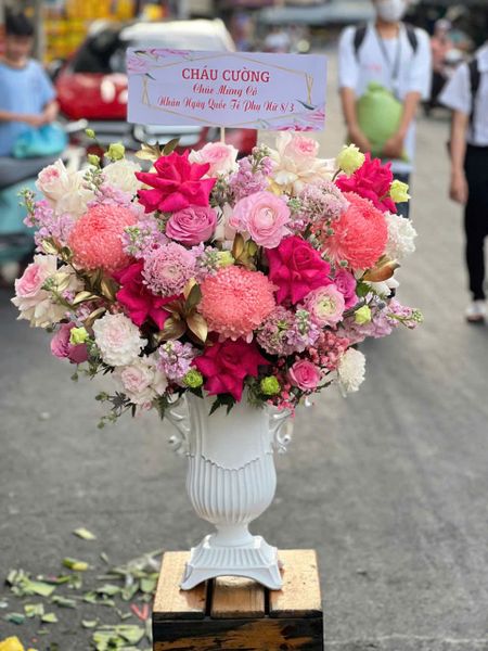 Hoa Cắm Bình: Bình Hoa Sắc Hồng - HCB90