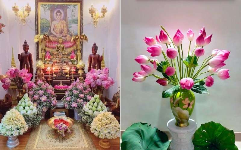 Quantity hoa sen cần cắm cho bàn thờ thường là số lẻ và tùy thuộc vào kích thước bàn thờ mà có thể nhiều hoặc ít hơn