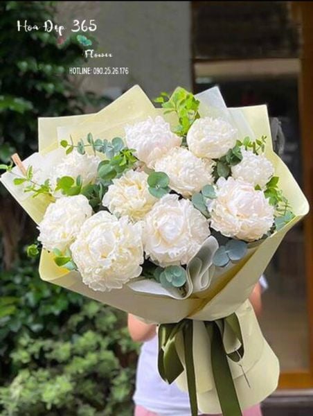 Bó Hoa Mẫu Đơn Trắng