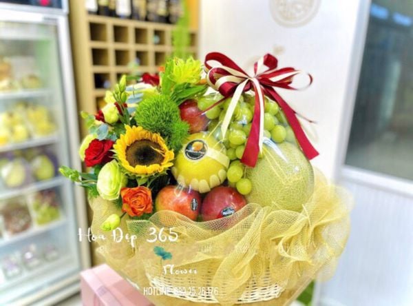 Giỏ trái cây mix hoa hướng dương