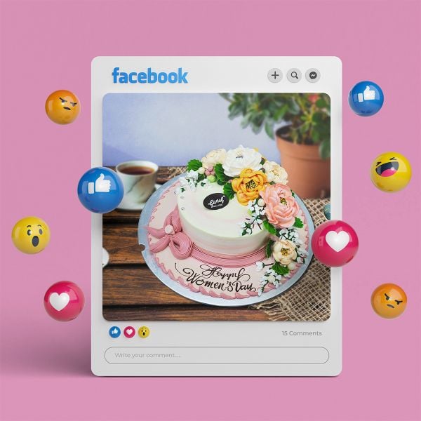 Mẫu bánh kem hình bắt hoa dành tặng mẹ nhân dịp 20/10.