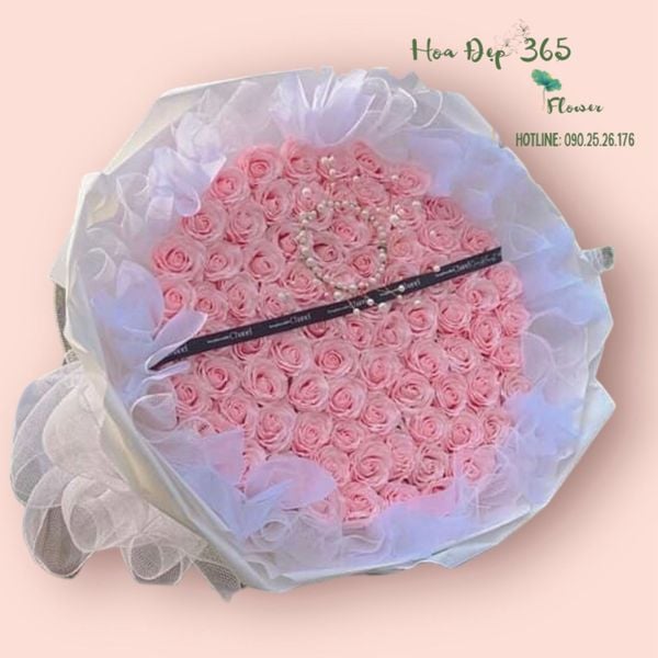 Bó hoa sáp 200 bông hồng phấn tặng người yêu, crush độc đáo, gây ấn tượng mạnh nhân dịp 20/10