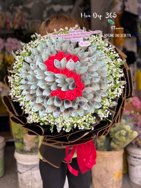 Bó Money Flowers 50 tờ x 500k Chữ S - BT35