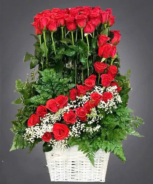 Hoa Màu Đỏ: Giỏ Hoa Khai Trương Để Bàn Suối Hoa - HG59