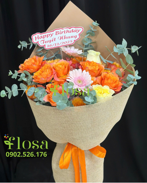 Hoa Bó Dài: Bó Hoa Cam Spirit - HBD325