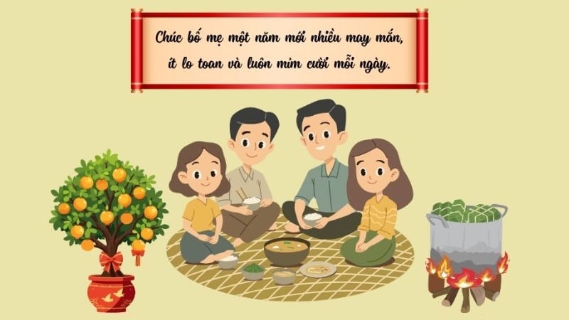 Chúc bố mẹ luôn trẻ trung và yêu đời trong năm mới