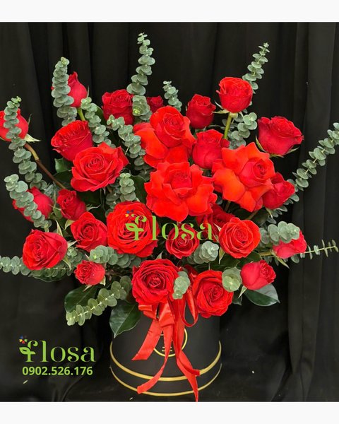 Hộp Hoa Tươi: Hộp Hoa Đỏ Rượu  - HH101 | Flosa