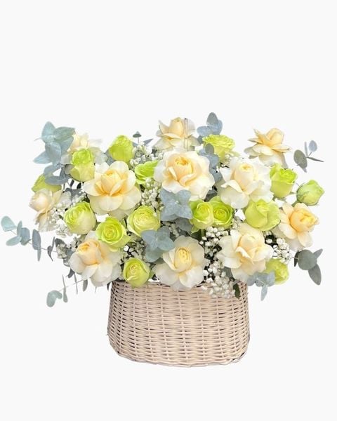 Giỏ Hoa Khai Trương: Giỏ Hoa Sắc Xanh Dịu Dàng - HG106