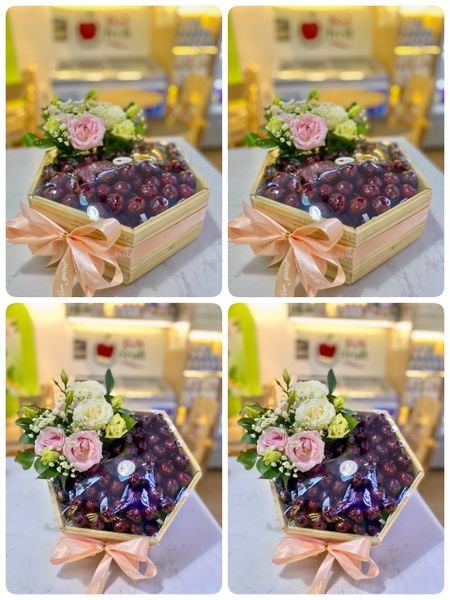 hộp hoa cherry bằng gỗ