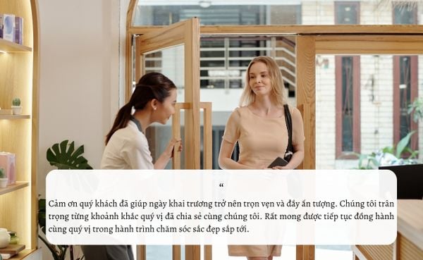 Lời cảm ơn sau khai trương spa độc đáo gây ấn tượng với khách hàng