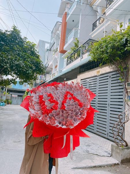 Hoa Tiền: Bó Hoa Tiền Khắc Chữ Ba 50k - BT24