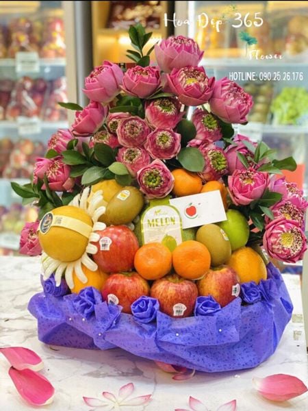 Mâm Trái Cây Tết Mix Hoa Dâng Lễ - GTC136