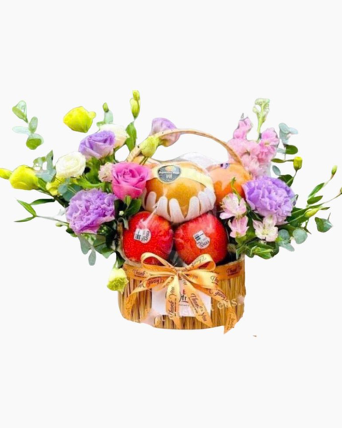 Giỏ Trái Cây: Giỏ Trái Cây Mix Hoa Tặng Sinh Nhật Vợ - GTC139 | Flosa