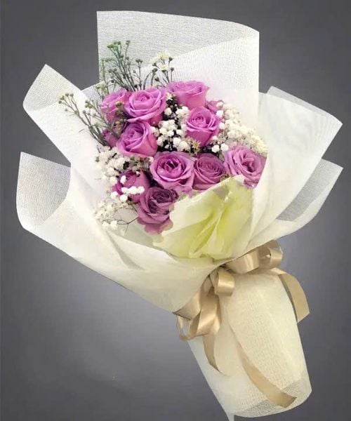 Hoa Bó Dài: Bó Hoa Hồng Tím Một Đời - HBD115