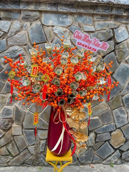 Hoa Tiền: Bình Hoa Tiền Thần Tài - BT40 - Hoa Trưng Tết