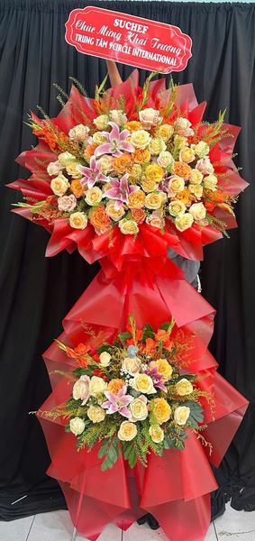 Hoa Chúc Mừng: Kệ Hoa Đỏ Phát - HCM117 | Flosa