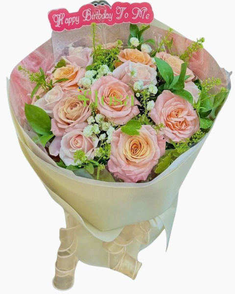 Hoa Bó Tròn: Bó Hoa Hồng Sương Dịu Dàng -HBT95