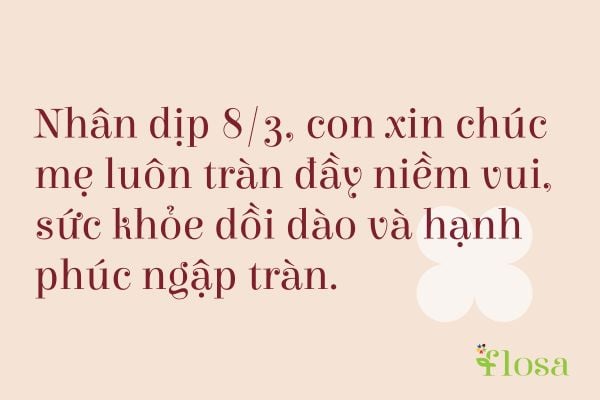 Câu chúc tuy ngắn gọn tràn đầy tình cảm chân thành và tình yêu đến người mẹ hiền dịu