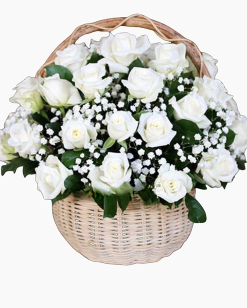Giỏ Hoa Viếng: Rose White - GHV07