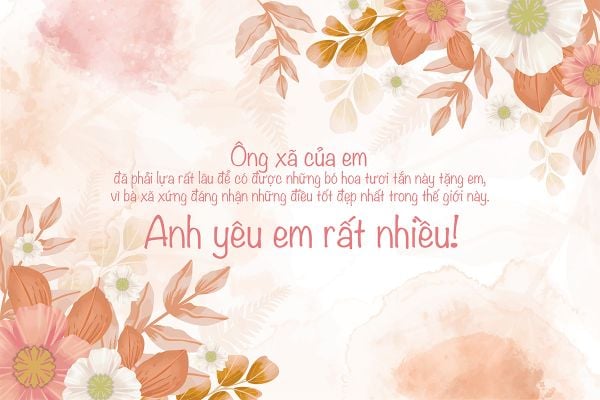 Tặng kèm những lời chúc 20/10 cho vợ khi dành tặng cô ấy bó hoa 20/10 xinh đẹp nhất