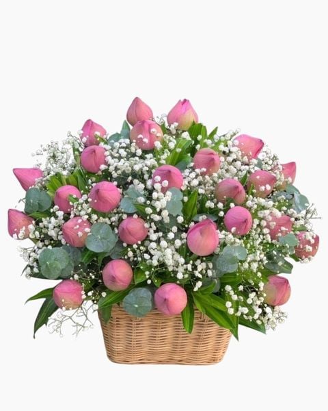 Hoa Vu Lan: Giỏ Hoa Sen Hồng - HG26