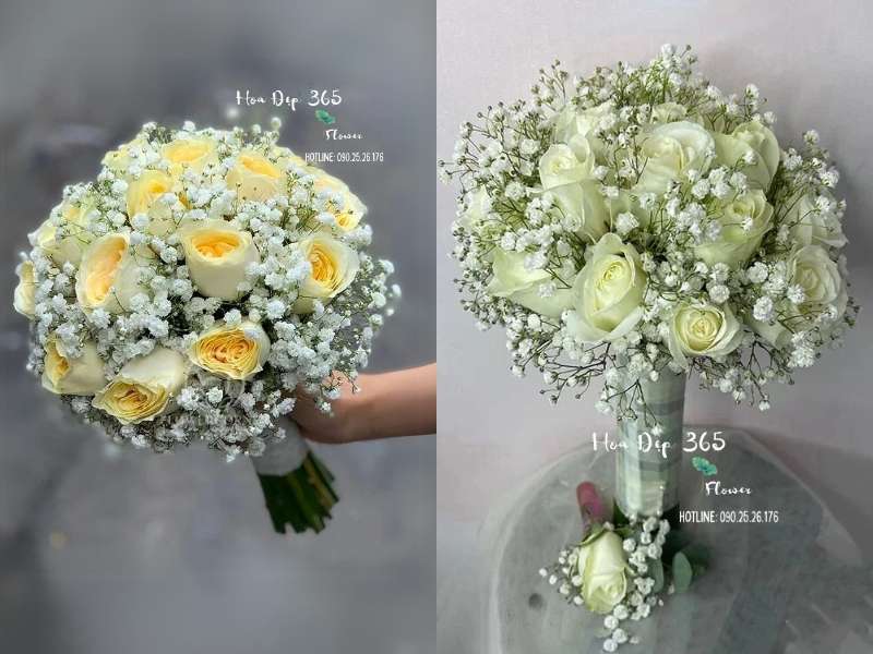 Mẫu hoa cưới cầm tay Bến Bờ Hạnh Phúc - HC64 và Mẫu hoa cưới cầm tay Thanh Khiết - HC67 tại Flosa