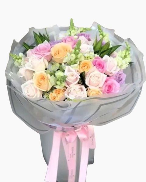 Hoa Bó Tròn: Bó Hoa Hồng Chúc Mừng - HBT84
