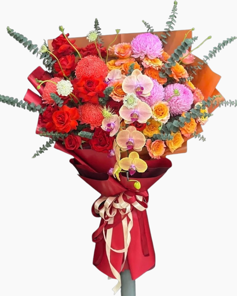 Hoa Bó Dài: Bó Hoa Đỏ Kiêu Kì  - HBD360