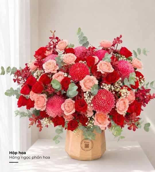 Hộp Hoa Tươi: Hoa Hộp Hồng Ngọc Phồn Hoa - HH210