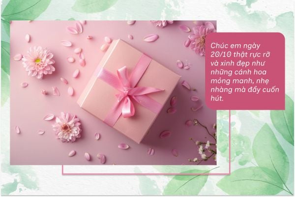 Chúc em ngày 20/10 thật rực rỡ và xinh đẹp như những cánh hoa mỏng manh, nhẹ nhàng mà đầy cuốn hút.