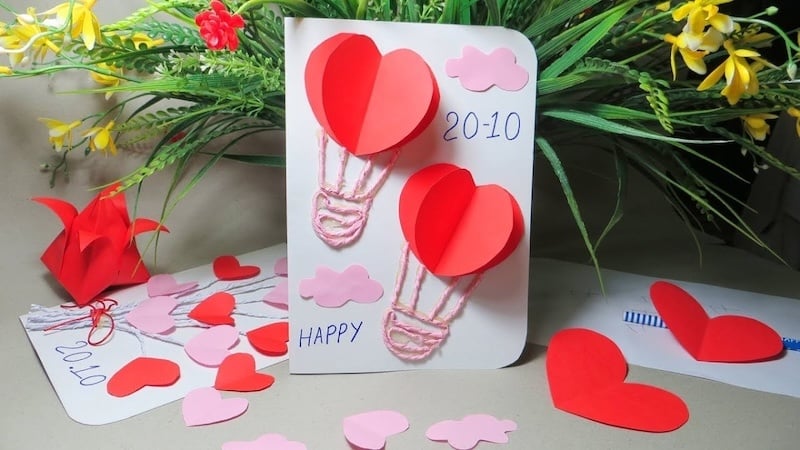 Mẫu thiệp ngày 20 tháng 10 kiểu cây trái tim