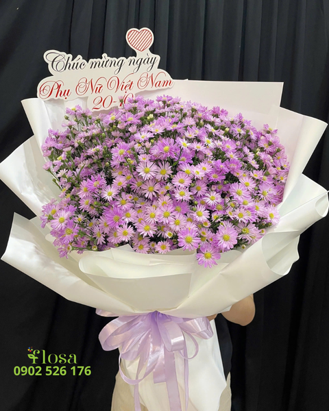 Hoa Bó Dài: Bó Hoa Tím Hồng - HBD334