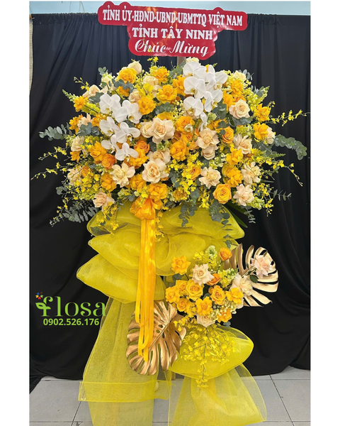 Hoa Chúc Mừng: Kệ Hoa Vàng Kim - HCM99 | Flosa